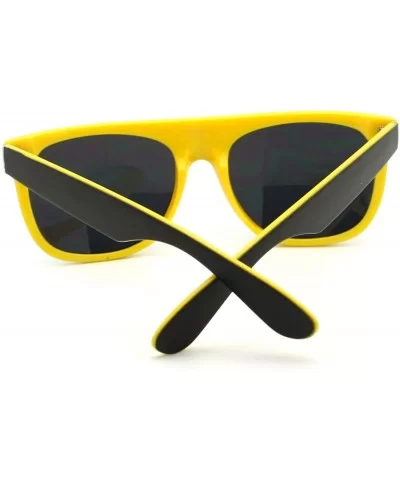 Mens Mirrored Lens 2 Tone Flat Top Reto Horn Rim Horned Style Sunglasses - Yellow - CO11KL0IPML $13.82 Rectangular