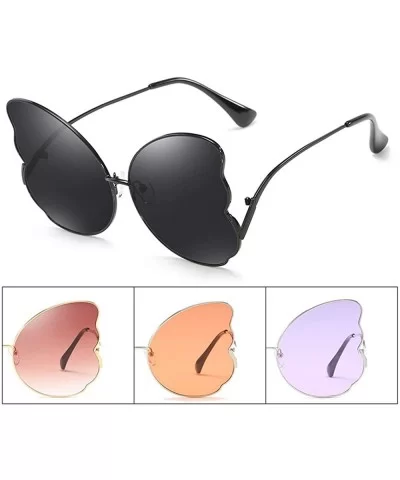 Sunglasses Metallic Clear Ocean Sunglasses Feathery Ladies Sunglasses - Purple in Silver Frame - CZ18TMNOI4D $12.61 Goggle