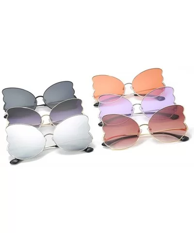 Sunglasses Metallic Clear Ocean Sunglasses Feathery Ladies Sunglasses - Purple in Silver Frame - CZ18TMNOI4D $12.61 Goggle