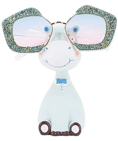 Sparkling Crystal Sunglasses UV 400 Protection Rhinestone Sunglasses Fashion Eyewear - Blue - CR196X2M3CK $25.64 Square