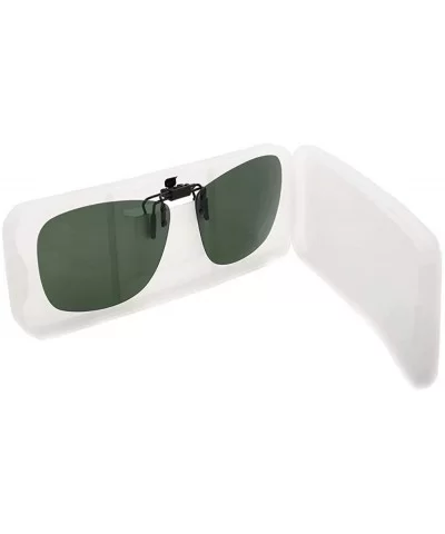 Square Clip On Flip Up Sunglasses Polarized Sunglass Lenses Men Women Carry Case - Brown - CQ18X099W8Z $11.75 Square