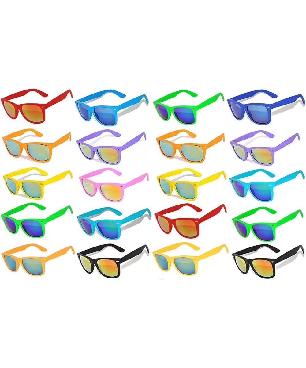 Wholesale set of 20 Pairs Mirrored Reflective Colored Lens Sunglasses Matte - 20_pack_mix_colors - CU12NUTWFDU $60.27 Goggle