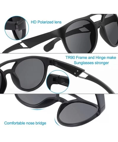 Polarized Sports Sunglasses for Men UV Protection TR90 Frame Retro Driving Fishing Sports Sun Glasses - CF1948SY27N $18.62 Sport