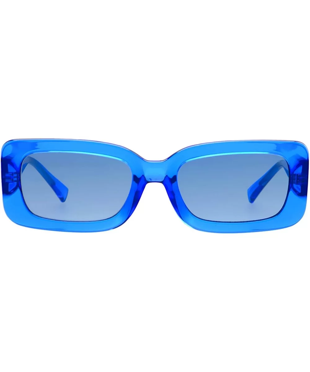 Noa Rectangular Mens Womens Designer Fashion Sunglasses - Blue - CE18Y42WNOI $63.63 Rectangular