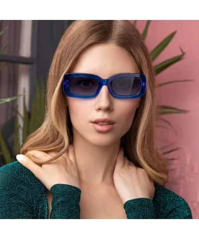 Noa Rectangular Mens Womens Designer Fashion Sunglasses - Blue - CE18Y42WNOI $63.63 Rectangular