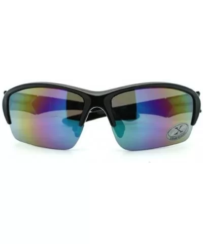 Mens Sports Sunglasses Half Rim Wrap Around Golf Baseball All Sports - Black (Green Detail) - CP11D4PKGG3 $16.01 Wrap