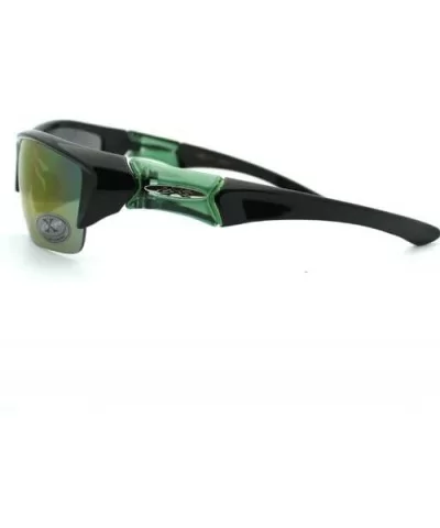 Mens Sports Sunglasses Half Rim Wrap Around Golf Baseball All Sports - Black (Green Detail) - CP11D4PKGG3 $16.01 Wrap