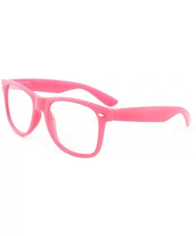 Fashion Glasses for Men Women Retro Pop Color Frame Clear Lens - Pink - CM12O323KZI $12.70 Square