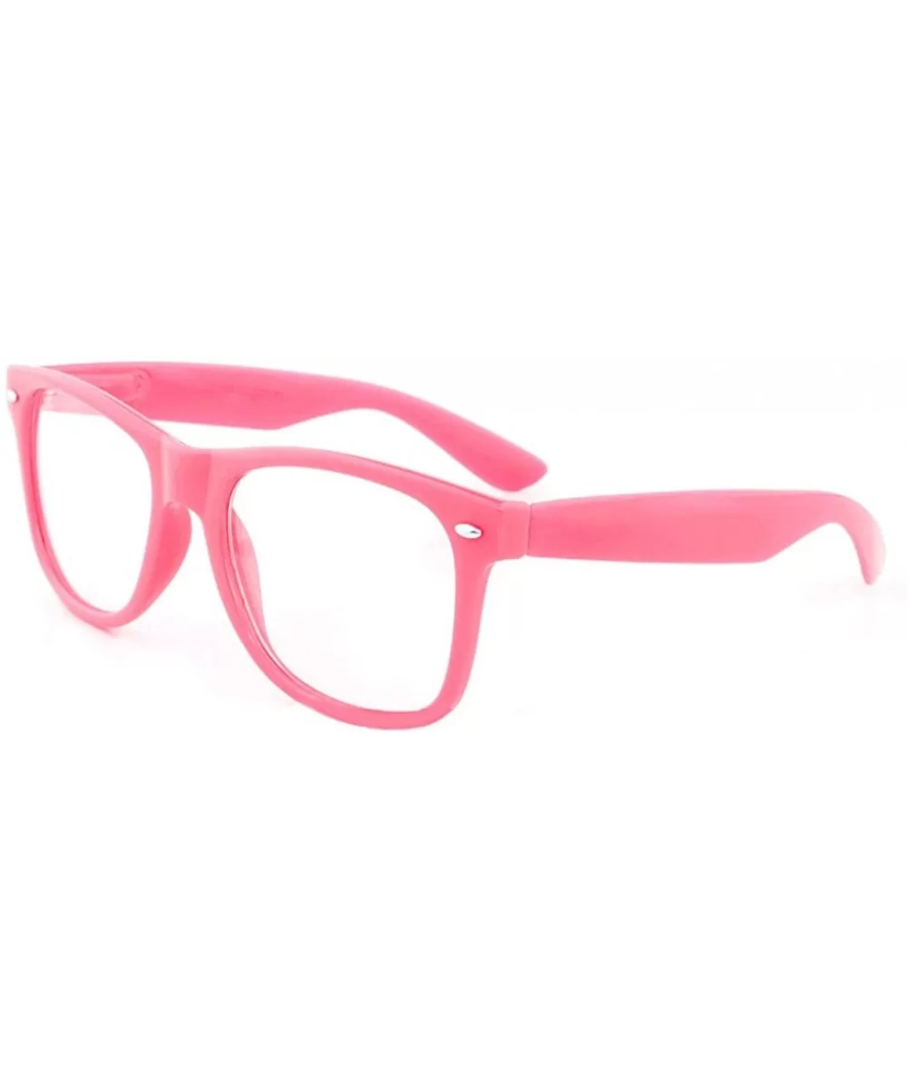 Fashion Glasses for Men Women Retro Pop Color Frame Clear Lens - Pink - CM12O323KZI $12.70 Square