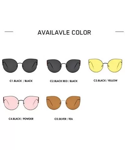 Cateye Sunglasses for Women Metal Frame Oversized Clear Lenses Brand Designer - C3 Black Frame/Yellow Lens - CD18QGN6N8I $14....