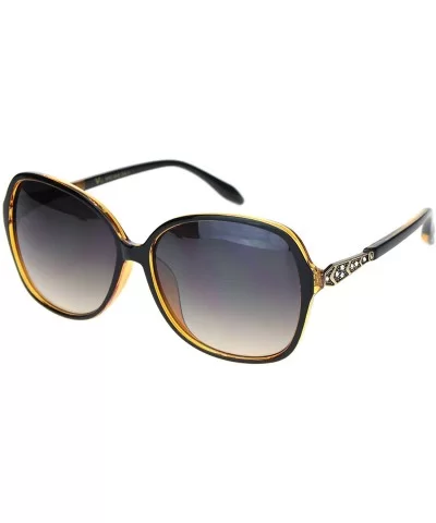 Elegant Rhinestone Jewel Trim Designer Butterfly Sunglasses - Black Brown Gradient Brown - CF18NKQXTIE $17.62 Butterfly