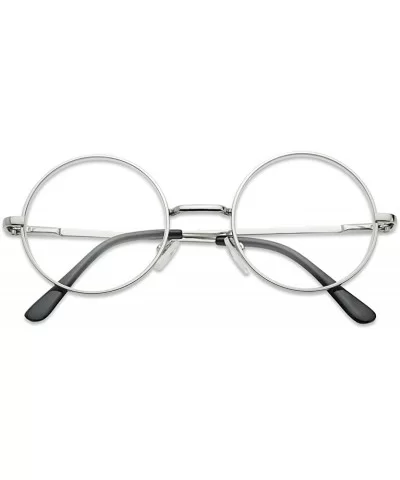 Round 50mm Clear Lens Metal Wire Frame Uv400 Non Prescription Eye Fashion Glasses - Silver - C8189IH3Q4C $14.32 Round