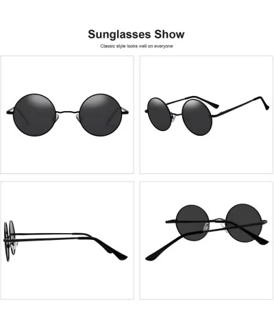 RANHUU Retro Small Round Polarized Sunglasses for Men Women Circle John Lennon Style Sunglasses - CS18X5U5I8Q $14.38 Round