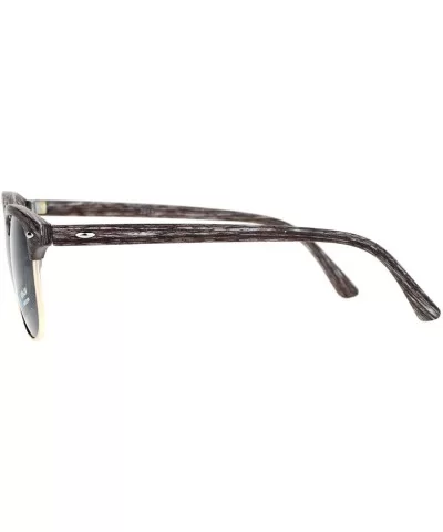 Half Rim Retro Wood Grain Hipster Horned Sunglasses - Grey Wood Black - CP12FJV6G2H $13.43 Wayfarer