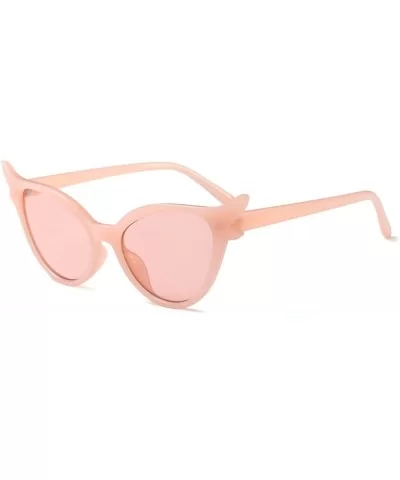 Women Vintage Retro Cat Eye Sunglasses Resin frame Oval Lens Mod Style - Pink - C918DW7W07G $14.14 Oval