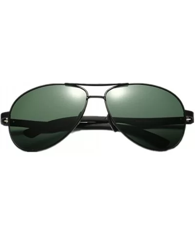 Men's Polarized Driving Aviator Sunglasses For Men Unbreakable Frame UV400 - Black/Dark Green - CR1863CD7GX $27.78 Aviator
