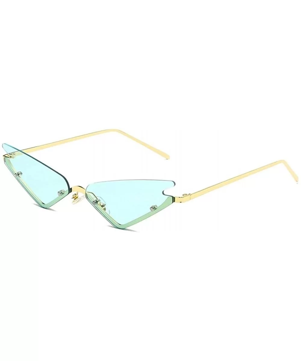 Rimless Cat Eye Sunglasses for Women Sexy Triangle Sun Glasses Eyewear UV400 - Green Lens - CH1902W8W2D $16.58 Rimless