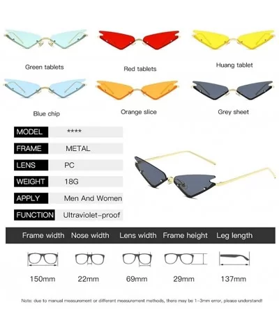 Rimless Cat Eye Sunglasses for Women Sexy Triangle Sun Glasses Eyewear UV400 - Green Lens - CH1902W8W2D $16.58 Rimless