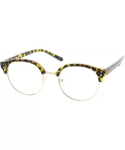 Classic Horn Rimmed Round Clear Lens Half Frame Eyeglasses 50mm - Yellow-tortoise-gold / Clear - CB17YUQ5UMD $14.00 Round