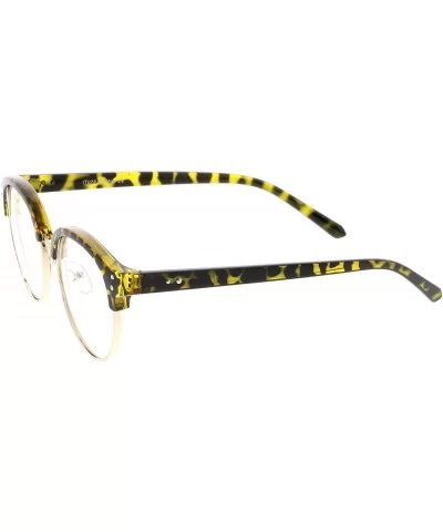 Classic Horn Rimmed Round Clear Lens Half Frame Eyeglasses 50mm - Yellow-tortoise-gold / Clear - CB17YUQ5UMD $14.00 Round