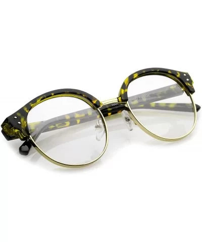 Classic Horn Rimmed Round Clear Lens Half Frame Eyeglasses 50mm - Yellow-tortoise-gold / Clear - CB17YUQ5UMD $14.00 Round