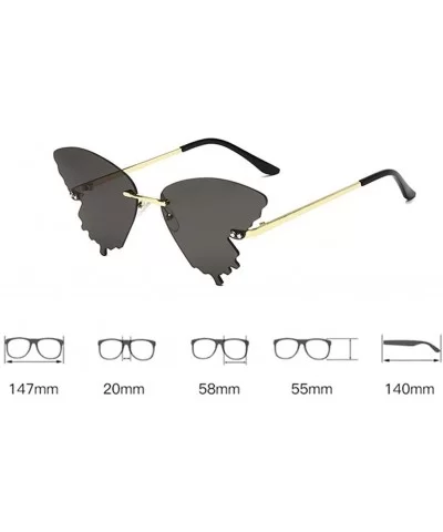 Butterfly Sunglasses for Women/Men Oversized Rimless Eyewear Luxury Trending Cat Eye Sun Glasses Streetwear UV400 - CH198HG78...