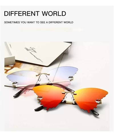 Butterfly Sunglasses for Women/Men Oversized Rimless Eyewear Luxury Trending Cat Eye Sun Glasses Streetwear UV400 - CH198HG78...