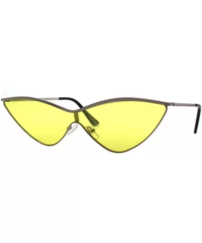 Cat Eye Flat Lens Metal Sunglasses - Gold Yellow - CU18QHL9MMZ $14.50 Oversized