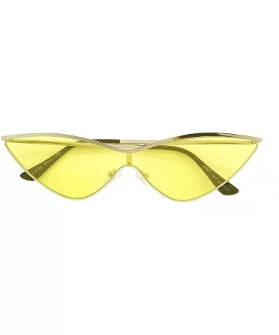 Cat Eye Flat Lens Metal Sunglasses - Gold Yellow - CU18QHL9MMZ $14.50 Oversized