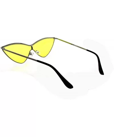 Cat Eye Flat Lens Metal Sunglasses - Gold Yellow - CU18QHL9MMZ $14.50 Oversized