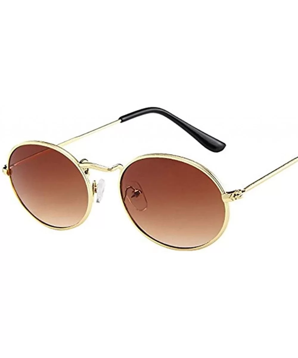 Vintage Retro Oval Sunglasses Ellipse Metal Frame Glasses Trendy Fashion Shades - F - CS1905AMN87 $12.86 Oval