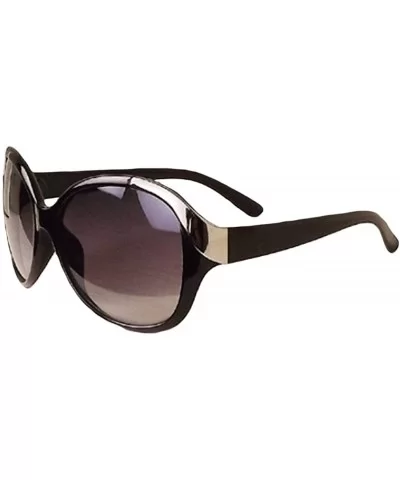 Unisex Fashion Sunglasses Oversized Round Plastic Lenses UV400 - Black - CO18NCG7Q84 $12.21 Round