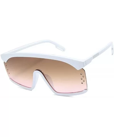 Fashion Large Frame Eyebrows One Piece Sunglasses Brand Designer Ultra light Square Shaded Sunglasses - CT18ULCD2M4 $17.50 Sq...