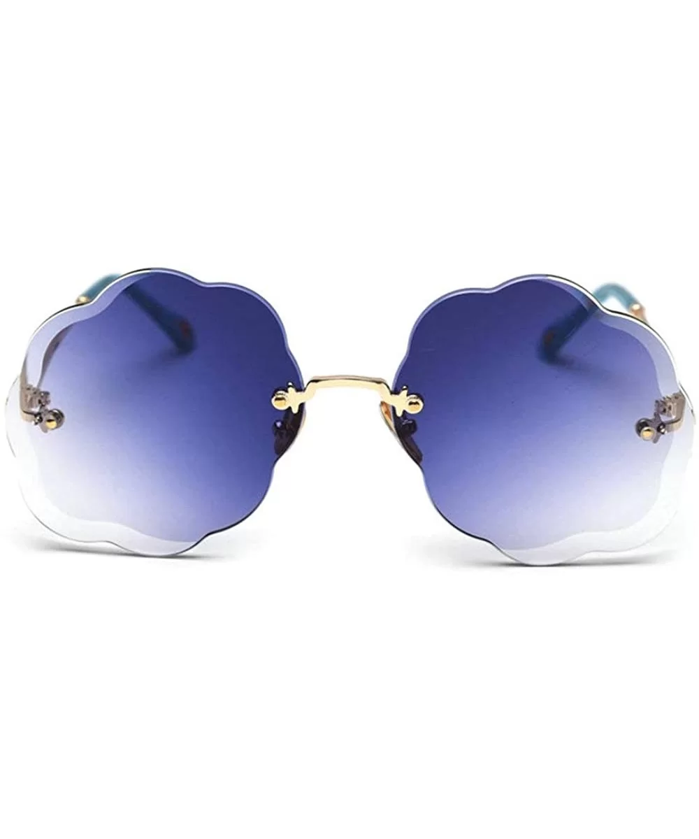 Fashion Sunglasses Gradient Cutting Glasses - Blue - C818UH295EM $17.74 Rimless