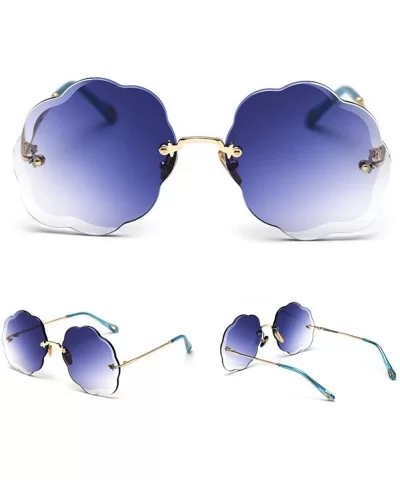 Fashion Sunglasses Gradient Cutting Glasses - Blue - C818UH295EM $17.74 Rimless