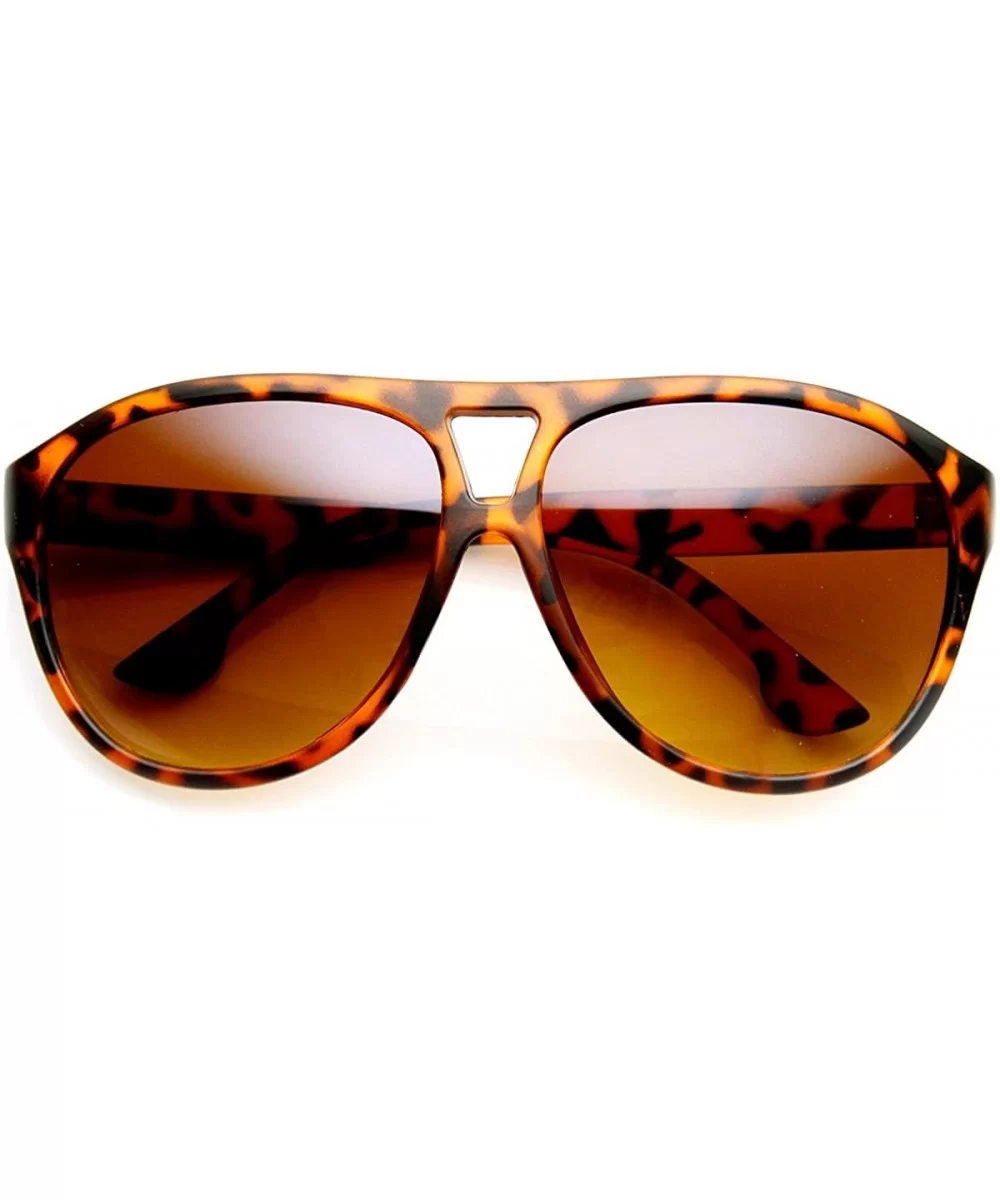 Modern Fashion Oversized Matte Finish Plastic Aviator Sunglasses - Tortoise Amber - C511O5E0UYF $13.82 Aviator