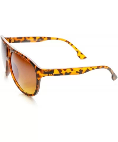 Modern Fashion Oversized Matte Finish Plastic Aviator Sunglasses - Tortoise Amber - C511O5E0UYF $13.82 Aviator