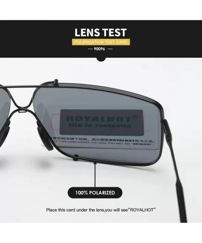 Polarized Sunglasses for Mens Rectangular Lenes UV Protection Alloy Frame for Driving - Silver Grey - CT18YC8TOW7 $22.04 Sport