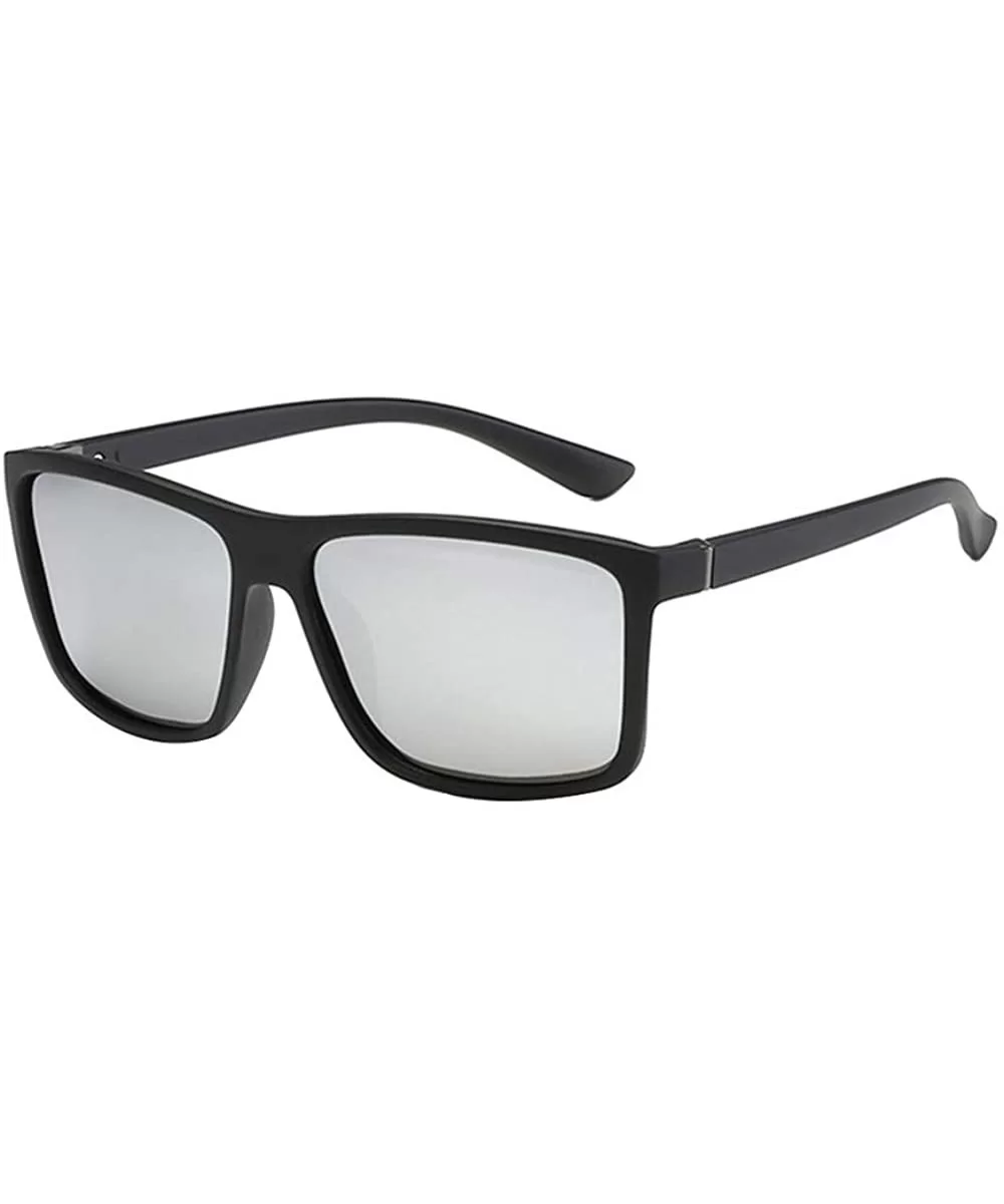 Men's Polarized Sunglasses Classic Box Sunglasses Men's Sunglasses - Sliver - C518SCTXLSL $12.24 Square