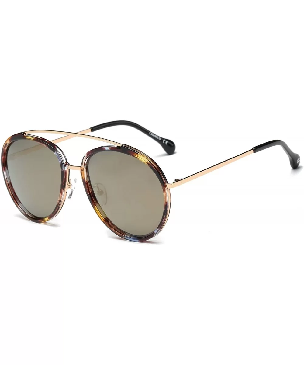 Unisex Polarized Round Fashion Sunglasses - Tortoise - CJ18WU8I850 $32.10 Goggle