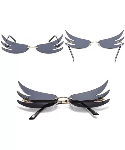 Wing Rimless Sunglasses for Women Sun Glasses Unique Eyeglasses UV400 - C2 Gold Purple - CD1902QC36U $18.53 Rimless