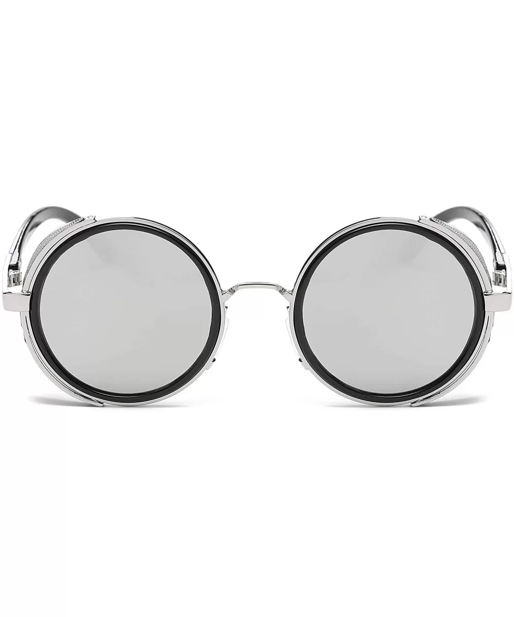 Small Round Polarized Sunglasses Mirrored Lens Unisex Glasses 2019 - Silver Frame/Silver Mirrored Lens - CQ18RK27DTC $19.51 R...