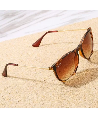 Classic Round Polarized Sunglasses for Women Vintage Brand Designer Style - CD18WHGD6UW $28.64 Cat Eye