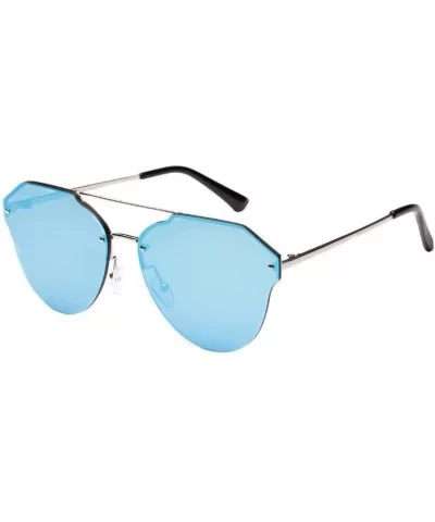 Metal Edge Frame UV Glasses Sunglasses Men Women Retro Vintage Glasses (Blue) - Blue - CI18E4URTDR $11.71 Aviator