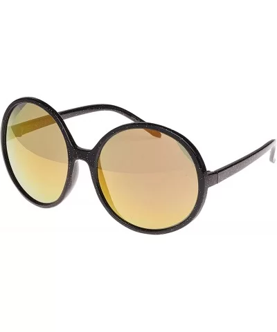 Retro Disco Stomp Glitter Frame Sunglasses - Black - CO12JSC7JY7 $34.75 Oversized