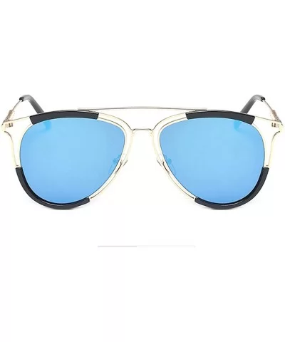 Vintage style Big Round Frame Sunglasses for Women Plate Resin UV400 Sunglasses - Blue - C418SAS37RE $42.89 Rimless