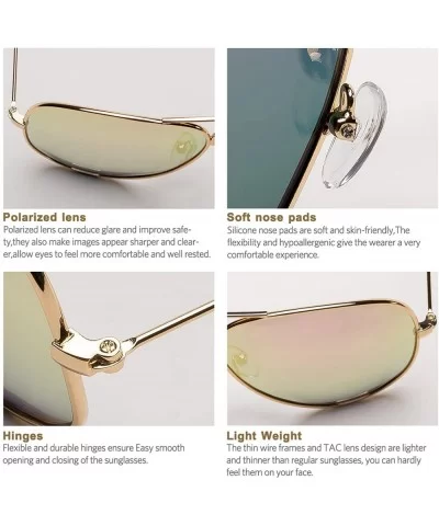 Aviator Polarized Sunglasses Classic Protection - Pink Lens/Gold Frame - CD18D9K698M $14.30 Aviator