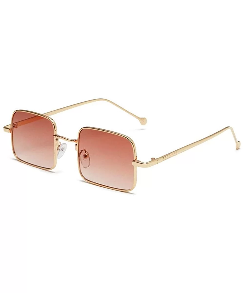 2019 New fashion trend luxury marine piece square brand designer unisex sunglasses UV400 - Gold Tea - CJ18NQ5WYZS $15.07 Square