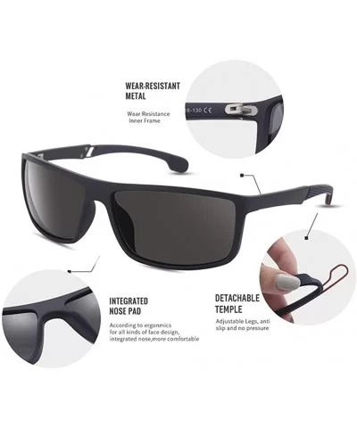 Square Polarized Sunglasses for Men TR90 Frame For Driving Sun Glasses Fishing Goggle UV400 - C3blue - C5199HR62X2 $21.44 Goggle