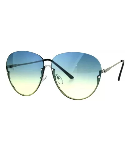 Womens Fashion Sunglasses Rimless Top Half Rim Unique Aviator Shades - Silver (Blue Yellow) - CM1883X6D08 $14.35 Semi-rimless